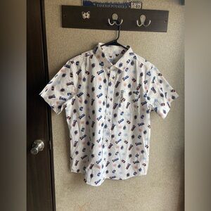 Hurley men’s button down 4th of July shirt medium summer freaky tiki white NEW